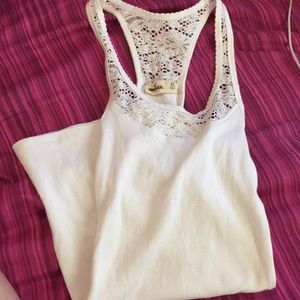 Hollister white laced on top tank top